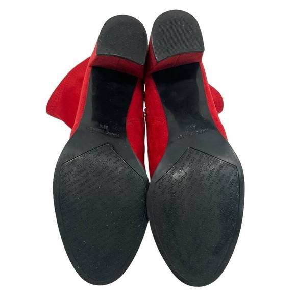 Marc Fisher Lizzy Red Microsuede Block Heel Casual Ankle Booties Women’s 8.5 - Picture 11 of 14